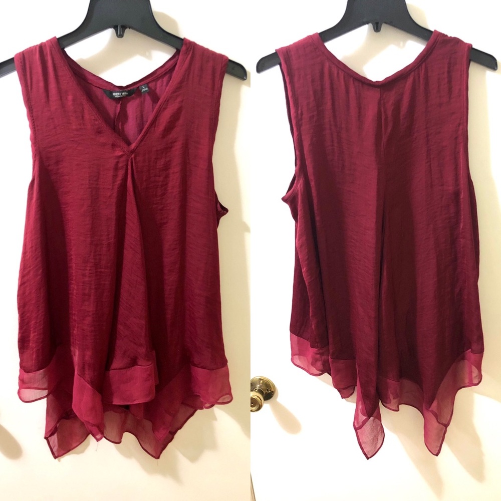 Burgundy Red Flowy Loose Vera Wang Dress Top Large
